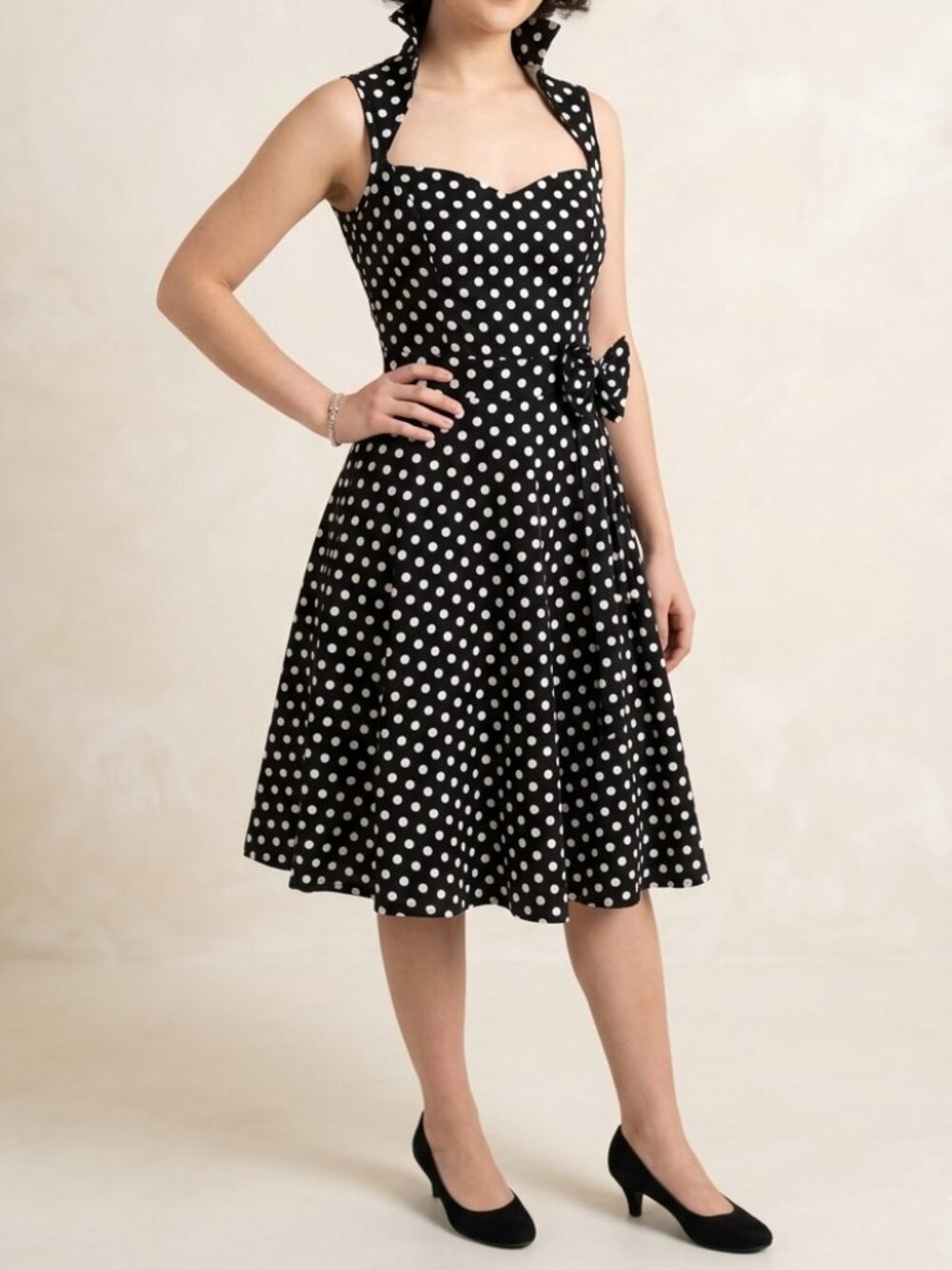 Artistic Taste Retro 1950s Black&White Polka Dot Swing Dress Size XL Rockabilly